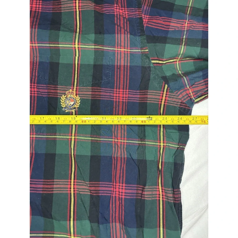 Vintage Ralph Lauren Plaid Long Sleeve Button Down Shirt XL Big Crown Logo Crest